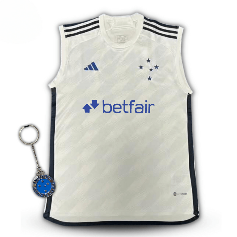 Camiseta Regata BRANCA Cruzeiro 2 RESERVA2023/24 | Com patrocínio Betfair - Loja Fanatizeiro