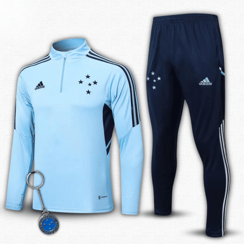 Kit agasalho de treino Cruzeiro I 2022/23 (com zíper curto) - Loja Fanatizeiro
